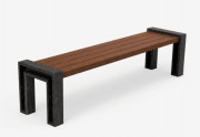 Banquette publique en plastique recyclé anti-graffiti - L.1800 ou 1930 mm - Assise 450 ou 475 mm
