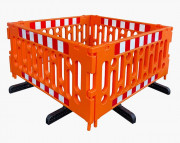 Barrière de regard grand format en polypropylène - L.2000 x l.2000 x H.1000 mm - Avec pieds - Orange ou gris