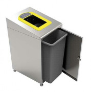 Borne à déchets tri sélectif en inox brossé - 60 L