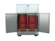 Box de stockage 2 fûts en acier galvanisé - 220 litres