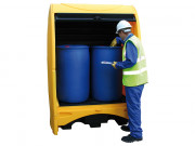 Box de stockage avec rideau coulissant - 2 fûts 250 l