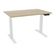 Bureau assis-debout rectangulaire - Hauteur : de 65 à 130 cm - Plateau chêne : L. 120 x P. 80 cm - Piètement gris argent