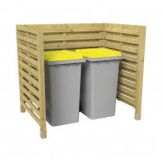 Cache conteneur simple en bois - Capacité : 770L - L.1360 x P.1180 x H.1440 mm - Sur platines