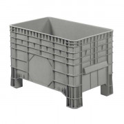 Caisse palette alimentaire légère - 4 pieds ou avec roues - Fond et côtés pleins - 285 L - L.1040 x l.640 x H. 670 ou 800 mm - Gris