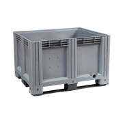 Caisse palette en plastique recyclable - 3 semelles - Fond et côtés pleins - 610L - L.1200 x l.1000 x H.780 mm - Coloris au choix