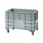 Caisse-palette sur roues à fond ajouré - Polyéthylène - 300 L - L.1020 x l.640 x H.700 mm - Gris