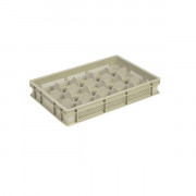 Casier à verres en polyéthylène avec séparateur - Ajouré -  15 compartiments - Beige -  L.600 x 400 x 100 mm - Ø106 mm