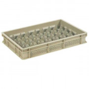 Casier à verres en polyéthylène avec séparateur - Ajouré - 40 compartiments - Beige - L.600 x 400 x 100 mm - Ø 68 mm
