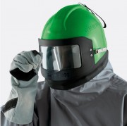 Casque de sablage panoramique avec visière