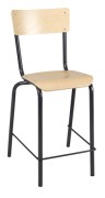 Chaise scolaire haute avec repose pieds ELVA - Hauteur d'assise 61 cm - Hêtre multiplis stratifié ou verni