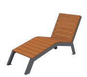 Chaise longue méridienne en acier et bois compact HPL - 1 place - A lames - Structure métal anthracite - L.640 x P.1710 x H.925 mm - Coloris assise au choix