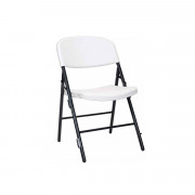 Chaise pliante Melilla en acier et polyéthylène - H.d'assise: 460 mm - Tampons antibruit - L.490 x P.560 x H.810 mm - Blanc