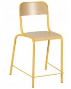 Chaise scolaire haute avec repose pieds VLORE - Hauteur d'assise 61 cm - Hêtre multiplis stratifié ou verni - Empilable