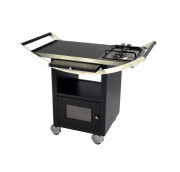 Chariot à flamber 2 feux - Bois placage chêne - Inox