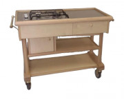 Chariot à flamber avec réchaud 2 feux