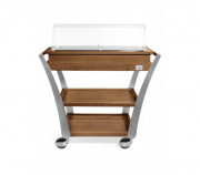 Chariot à fromage en bois placage chêne - Inox brossé