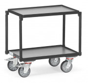 Chariot à 2 plateaux en bois, avec rebord 15 mm