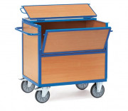 Chariot caisse en bois avec couvercle