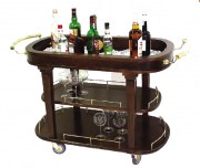 Chariot de service bar en bois - 3 étagères - Dim. L1200 x l560 x H820 mm