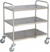 Chariot inox de service 3 plateaux - 120 kg - L 850 x P 525 x H 945 mm