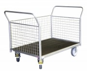 Chariot grillagé à ridelles - Charge 500 kg - 1 ridelle amovible