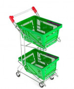 Chariot porte-panier supermarché - 2 paniers - Charge 56 kg