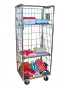 Chariot roll transport du linge - 3 côtés avec 2 étagères rabattables - L.855 x P.655 x H.1715 mm