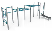 Combiné de Street Workout – Hauteur : 1800 à 2400 mm – Longueur : 6.5 m - Acier galvanisé plastifié - Utilisation : suspendue - Hauteur de chute libre : ? 1,5 m