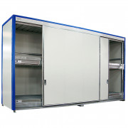 Conteneur de stockage 2 niveaux avec bacs de rétention - 4x1000 L