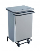 Conteneur mobile à pédale en inox brillant ou brossé - Capacité 70 ou 110 L