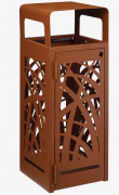 Corbeille de ville en acier effet Corten - 110 L
