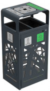 Corbeille de tri anti-nuisibles avec cendrier 2 x 60L CYBEL