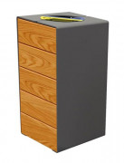 Corbeille de tri sélectif acier et bois 2 x 60 litres - haut. 750 mm