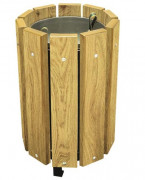 Corbeille de ville en bois - capacité 48 L - sur pied