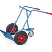 Diable porte-bouteilles avec roue de support FETRA - Pour 2 bouteilles Ø 204-229 mm - Charge : 150 kg - Roues caoutchouc ou gonflables