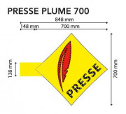 Enseigne presse plume 700 - Dimension : 700 x 848 mm - Contour Leds : 1 rang