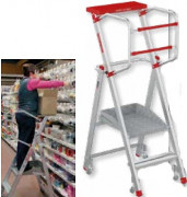 Escabeau mise en rayon en aluminium - 2 marches - Hauteur de travail : 2.50 m