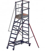 Escabeau monobloc roulant double accès - 3 à 14 marches - Hauteur de travail jusqu’à 5,50 m