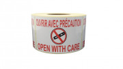 "?tiquette d'expédition imprimée ""Ouvrir avec précaution"" - Format :100×150 mm / 74×105 mm"