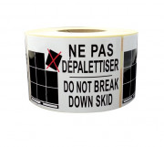 Étiquette pour palette imprimée "ne pas dépalettiser" - Format : 100×150 mm / 74×105 mm