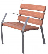 Fauteuil avec accoudoirs pour espaces publics - 6 lames en bois technique - L.700 mm x H. assise 444 mm