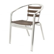 Fauteuil terrasse aluminium avec assise en bois