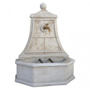 Fontaine murale d'extérieur en pierre reconstituée - Dim. L86 x l51 x H111 cm