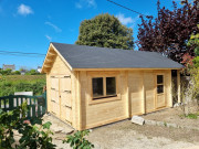 Garage en bois en kit - Surface 19 m2 - Double pente 15°