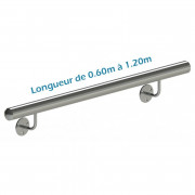 Main courante en acier à fixer au mur - Longueur de 0,60 à 5 m