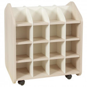Meuble de rangement maternelle sur roulettes - 32 cases - Structure mélaminé - Dim. L650 x H750 x P450 mm