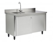 Meuble plonge inox à portes coulissantes