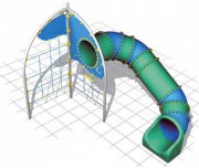 Mur d'escalade avec toboggan