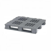 Palette plastique -copolymère - L.1140 x l.1140 x H.165 mm - Plateau ajouré ou fermé - 3 semelles - Charge : 5000 kg - Coloris : Anthracite