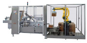 Palettiseur robotisé automatique - Jusqu’à 15 cartons par minute - Banderoleuse intégrée